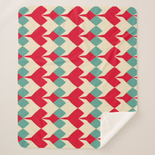 Minz blau, rote Herzen Kachelmuster. Sherpadecke