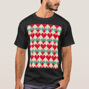 Minz blau, rote Herzen Kachelmuster. T-Shirt
