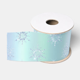Minz Blue Christmas Snowflakes Ripsband