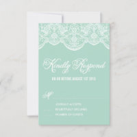 Minz Brokat-Spitze Hochzeit-RSVP-Karte