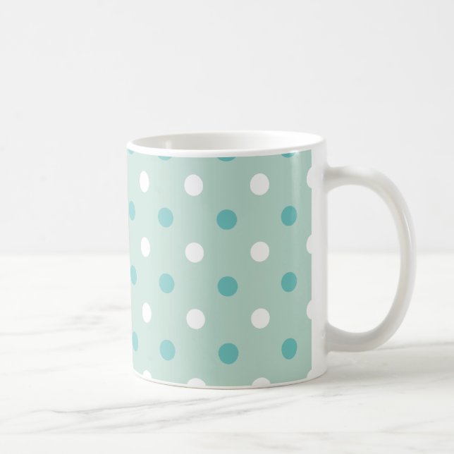 Minz-grüne blaue Punkte Kaffeetasse (Rechts)