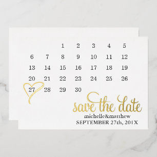 Minz-Herz-Kalender Hochzeit Termin merken Folieneinladung