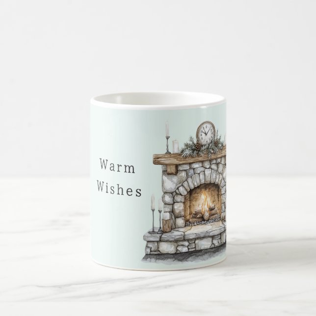 Minz Kamin Warme Wünsche Kaffeetasse (Mittel)