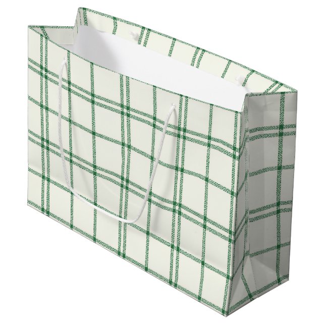 Minz-Kariert Große Geschenktüte (Vorderseite Schrägansicht)