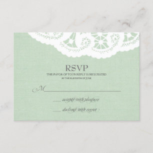 Minz-Lace-Doily-Hochzeit-RSVP RSVP Karte