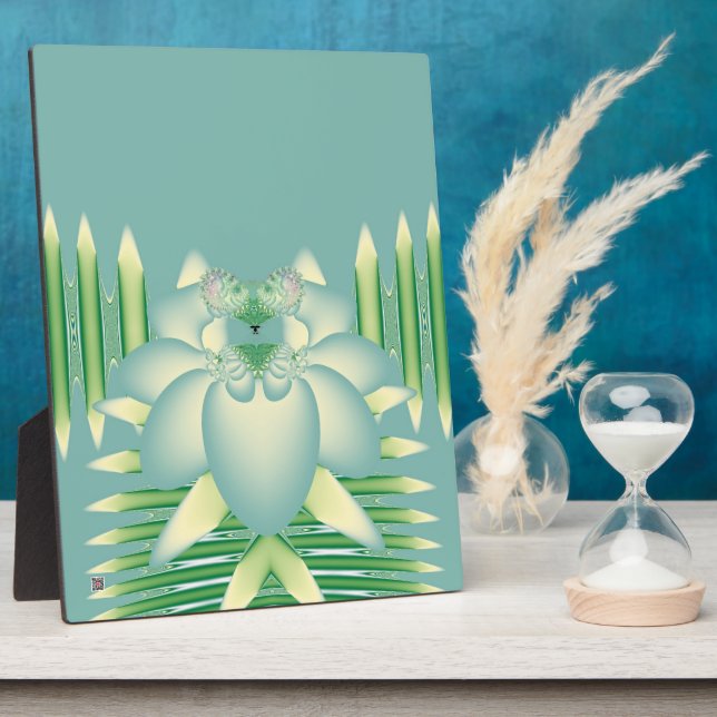 Minz-Lotus-Art Deco-Fraktal-Blumenkunst Fotoplatte (Seite)