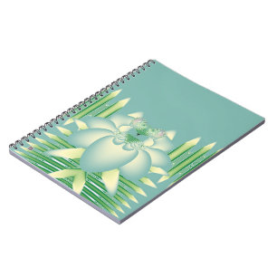 Minz-Lotus-Art Deco-Fraktal-Blumenkunst Notizblock