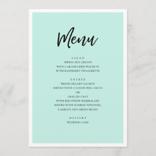 Minz moderne Hochzeit. Einfache minimalistische Sc Menükarte