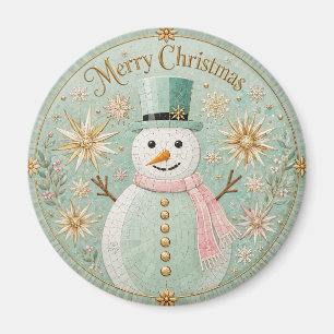 Minz-Mosaik-Schneemann-Weihnachtsfreude Magnet