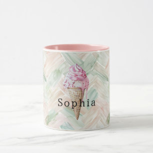 Minz-Rosa-Streifen Erdbeere Rosa Eistüte Tasse