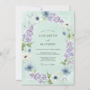 Minz Serene Florale Romanze Hochzeit Einladung