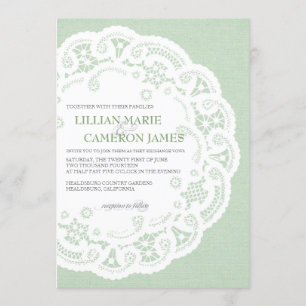 Minz-Spitzen-Doily-Hochzeitseinladung Einladung