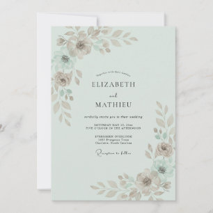 Minz-Taupe-Bemalte-Hochzeit Einladung