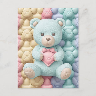Minz-Teddybär mit rosa Herz und Schleife Postkarte