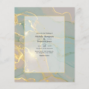 Minz- und Gold-Alkohol-Tinten-Marmor-Hochzeit Flyer