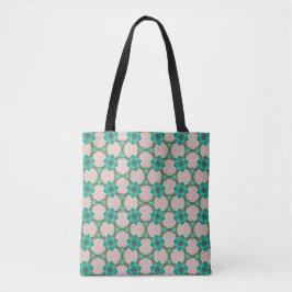 Minz- und roter Retro-Blumentoten Tasche