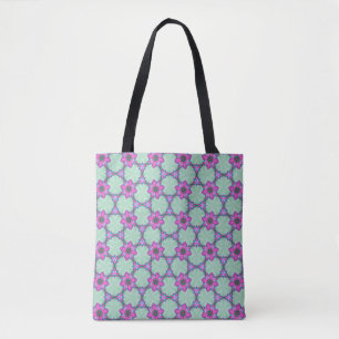 Minz- und violette geometrische Blumengestaltungst Tasche