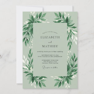 Minzblätter-Grün-Hochzeit Einladung