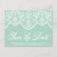 Minzbrokat-Spitze Save-the-Date-Postkarte