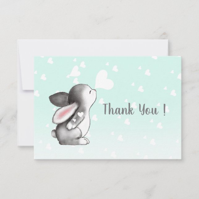 Minzbunny Herz konetti Wohnung danke Karte (Vorderseite)