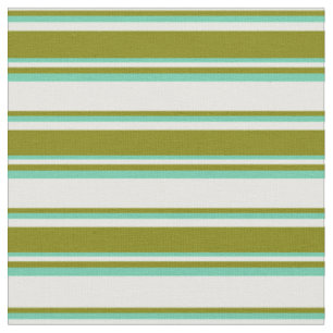 Minzcreme, Grüne und Aquamarine-Linien-Muster Stoff