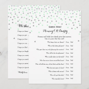 Minze 2x Baby Shower Games wünscht Ratess Wer Einladung