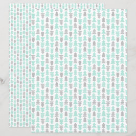 Minze and Light Gray Weihnachtsbaum Scrapbook Pape