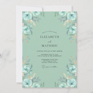 Minze Aqua Anemone Hochzeit Einladung
