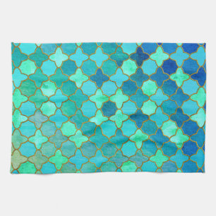 Minze Aqua Aquamarin Gold Oriental Marokkanisches  Geschirrtuch