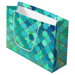 Minze Aqua Aquamarin Gold Oriental Marokkanisches Große Geschenktüte