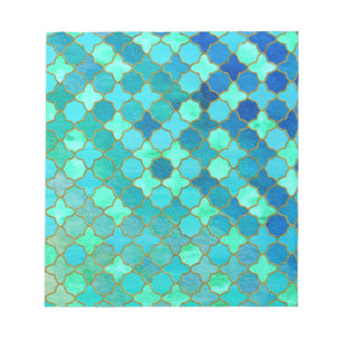 Minze Aqua Aquamarin Gold Oriental Marokkanisches Notizblock