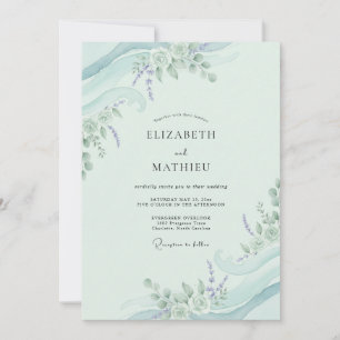 Minze Aqua Laub Hochzeit Soft Eukalyptus Einladung