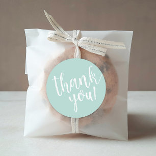 Minze Baby Shower handgeschriebene Danksagungsvorl Runder Aufkleber
