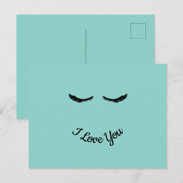 Minze Black Eyelashes Glam Personalisiert Postkarte (Vorne/Hinten)