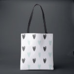 Minze & Black Hearts Doodles Muster Tote Tasche<br><div class="desc">Niedliche und moderne Tasche aus Volldruck mit Minze- und Schwarzherzenmuster und moderner Kalligraphie. Das wird perfekt als Geschenk für Teenager sein.</div>