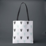 Minze & Black Hearts Doodles Muster Tote Tasche<br><div class="desc">Niedliche und moderne Tasche aus Volldruck mit Minze- und Schwarzherzenmuster und moderner Kalligraphie. Das wird perfekt als Geschenk für Teenager sein.</div>