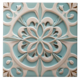 Minze Blue Daisy Blume Imitats Relief Boho Floral Fliese