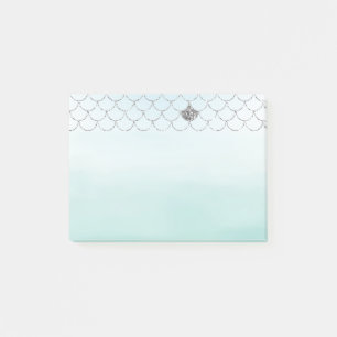 Minze Blue Ombre Silver Glitzer Mermaid Post-it Klebezettel