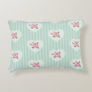 Minze, blumenrot, Shabby Chic, viktorianisch, Vint Dekokissen