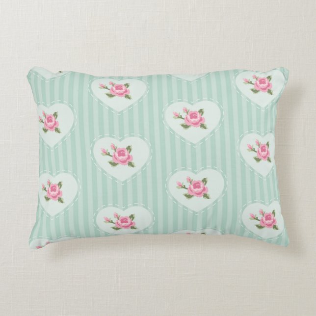 Minze, blumenrot, Shabby Chic, viktorianisch, Vint Dekokissen (Vorderseite)