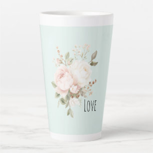 Minze Blush Pink Weiße Rosenblüten Milchtasse