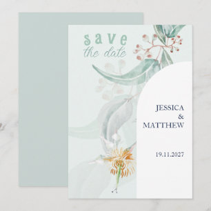 Minze Bohemian Eukalyptus Aquarell-Illustration Save The Date