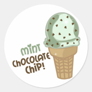 Minze Chocolate Chip mit Text Runder Aufkleber