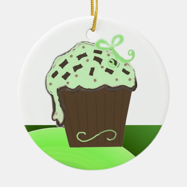 Minze Chocolate Cupcake Keramik Ornament (Vorne)