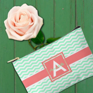 Minze Coral Zickzack Zubehörtasche