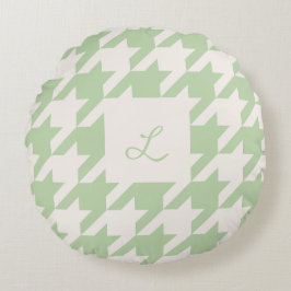 Minze Cream Hahnentrittmuster Mit Monogramm Throw  Rundes Kissen