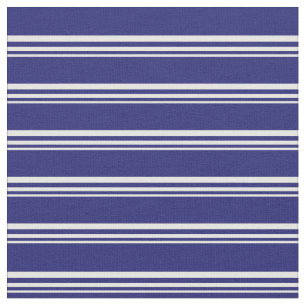 Minze Cream und Midnight Blue Lined Muster Stoff