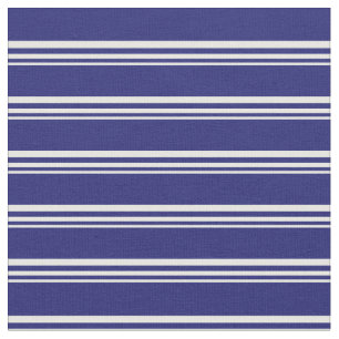 Minze Cream und Midnight Blue Lined Muster Stoff