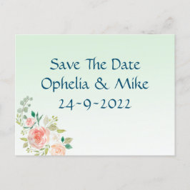 Minze florale elegante Save the Date Postkarte