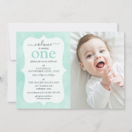 Minze & Gelbe Hütte Rustikales geometrisches Foto  Einladung